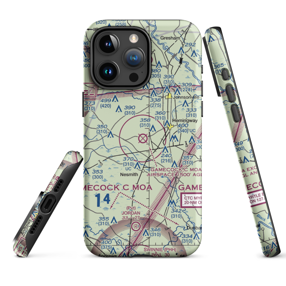 Hemingway Stuckey Airport (38J) VFR Sectional  Tough iPhone Case iPhone 15 Pro Max model shown
