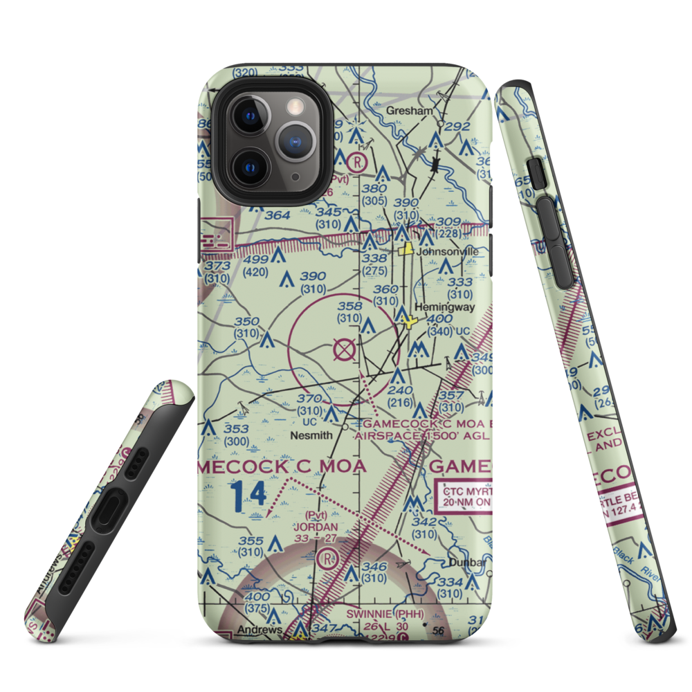 Hemingway Stuckey Airport (38J) VFR Sectional  Tough iPhone Case iPhone 11 Pro Max model shown
