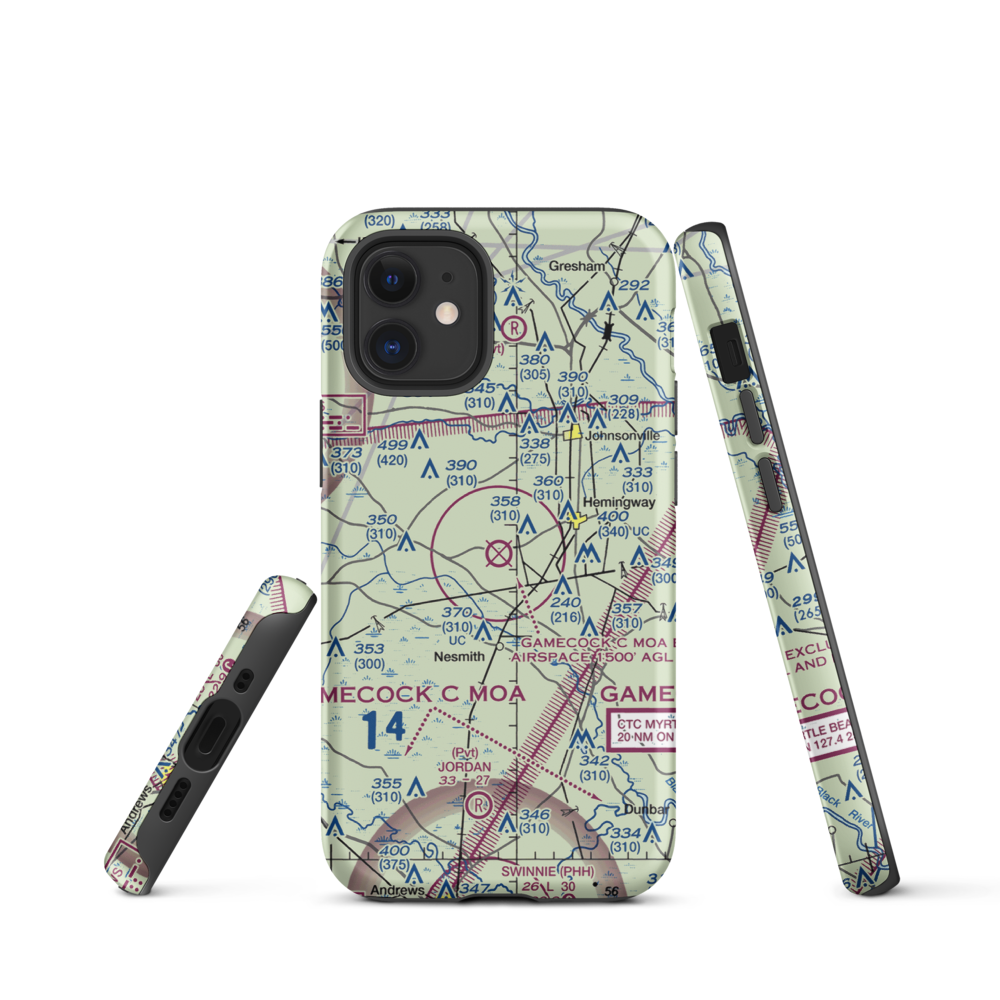 Hemingway Stuckey Airport (38J) VFR Sectional  Tough iPhone Case iPhone 12 mini model shown