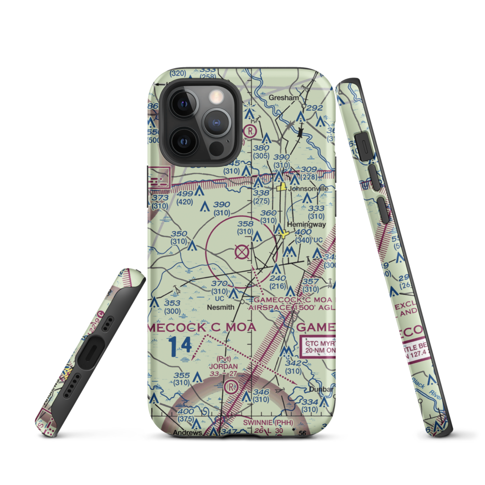 Hemingway Stuckey Airport (38J) VFR Sectional  Tough iPhone Case iPhone 12 Pro model shown