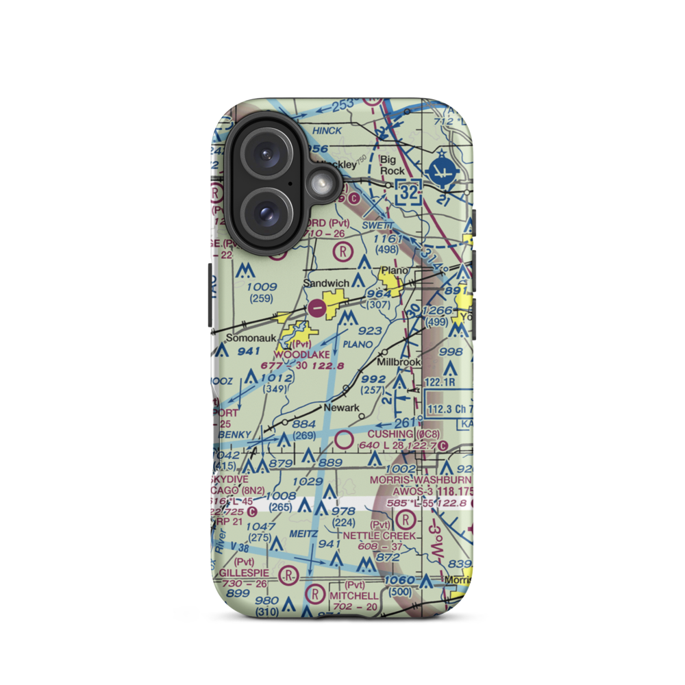Hemmingsen Airport (93LL) VFR Sectional  Tough iPhone Case iPhone 16 model shown