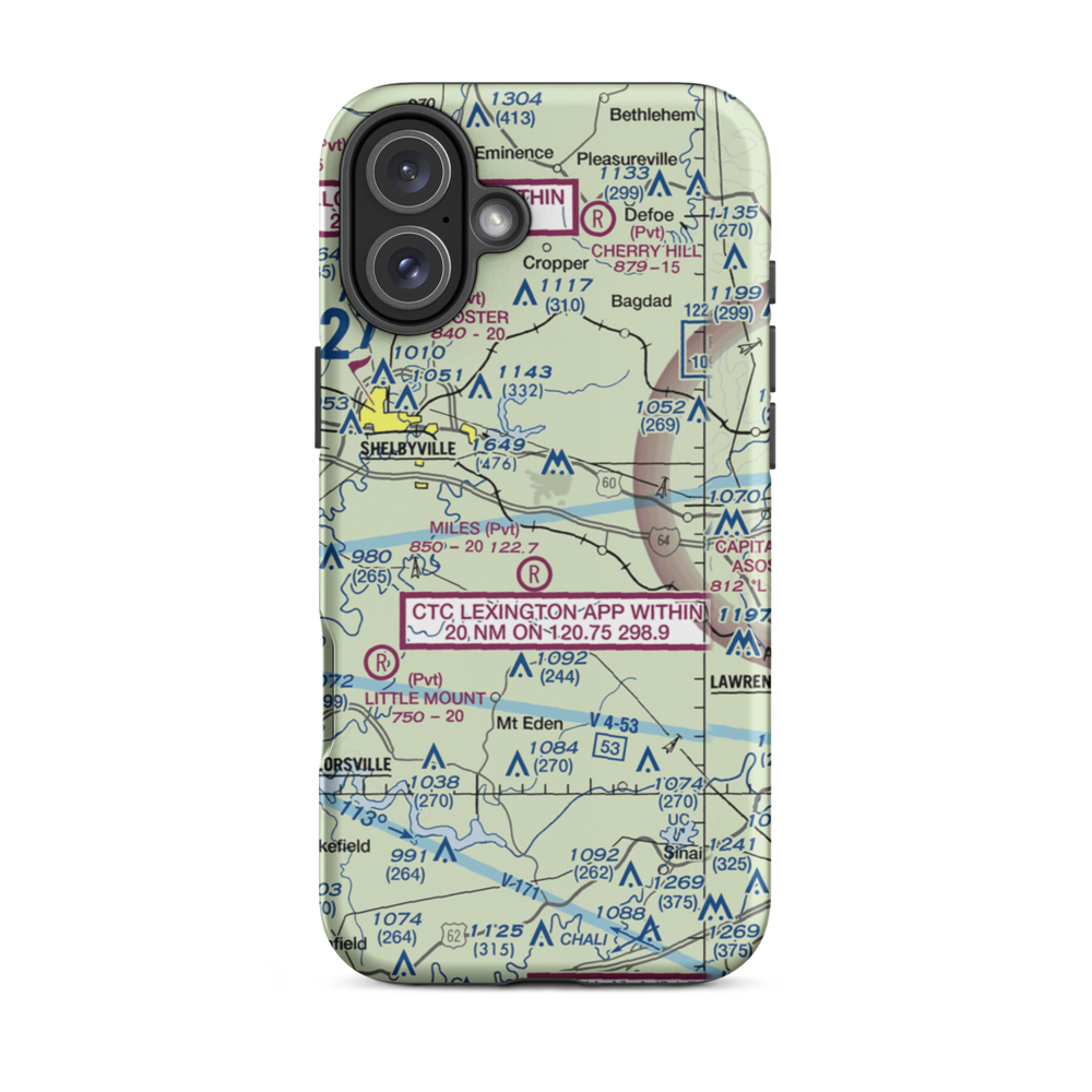 Hemp Ridge Airport (64KY) VFR Sectional  Tough iPhone Case iPhone 16 Plus model shown