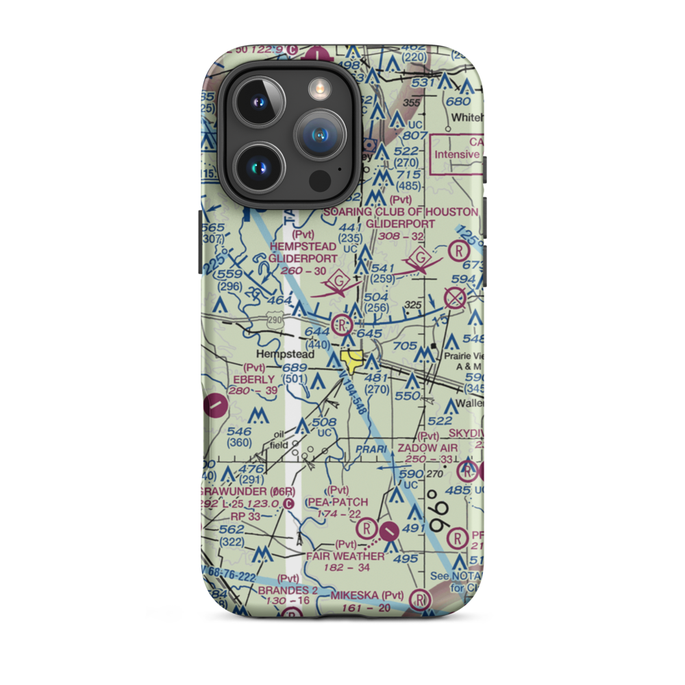 Hempstead Gliderport (35TS) VFR Sectional  Tough iPhone Case iPhone 16 Pro Max model shown