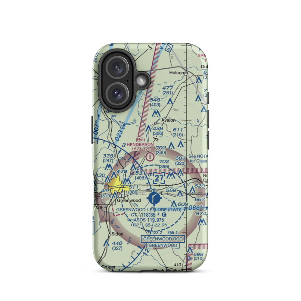 Henderson Airport (8MS1) VFR Sectional  Tough iPhone Case iPhone 16 model shown