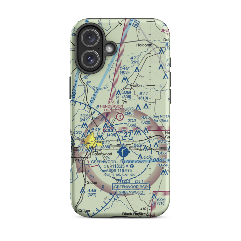 Henderson Airport (8MS1) VFR Sectional  Tough iPhone Case iPhone 16 Plus model shown