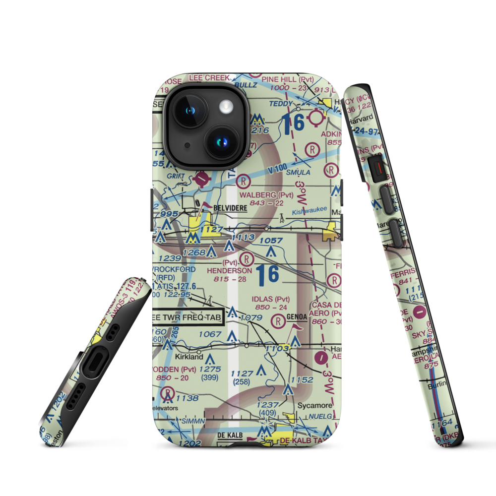 Henderson Field (IL34) VFR Sectional  Tough iPhone Case iPhone 15 model shown
