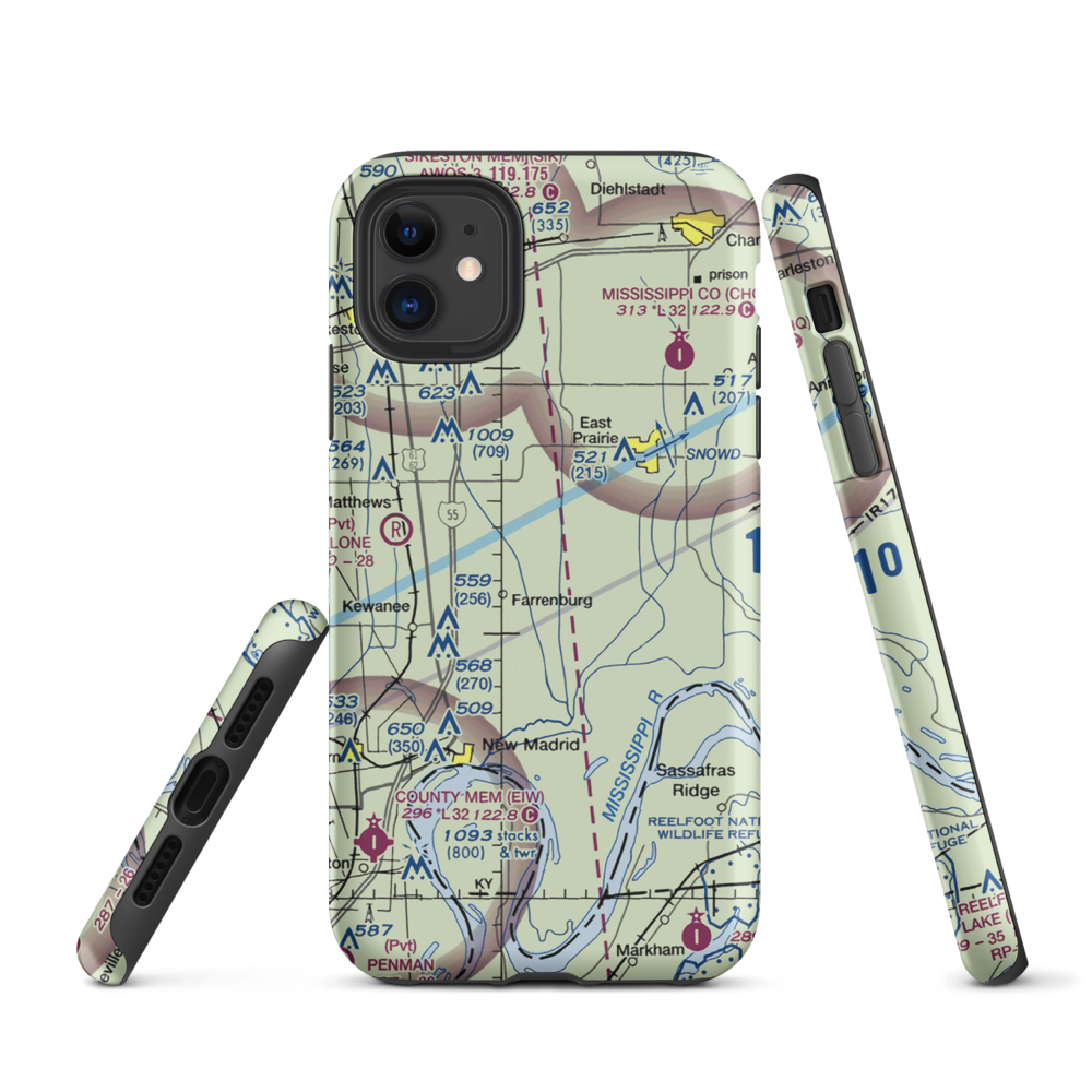 Henderson Mounds E B G Airport (MO57) VFR Sectional  Tough iPhone Case iPhone 11 model shown