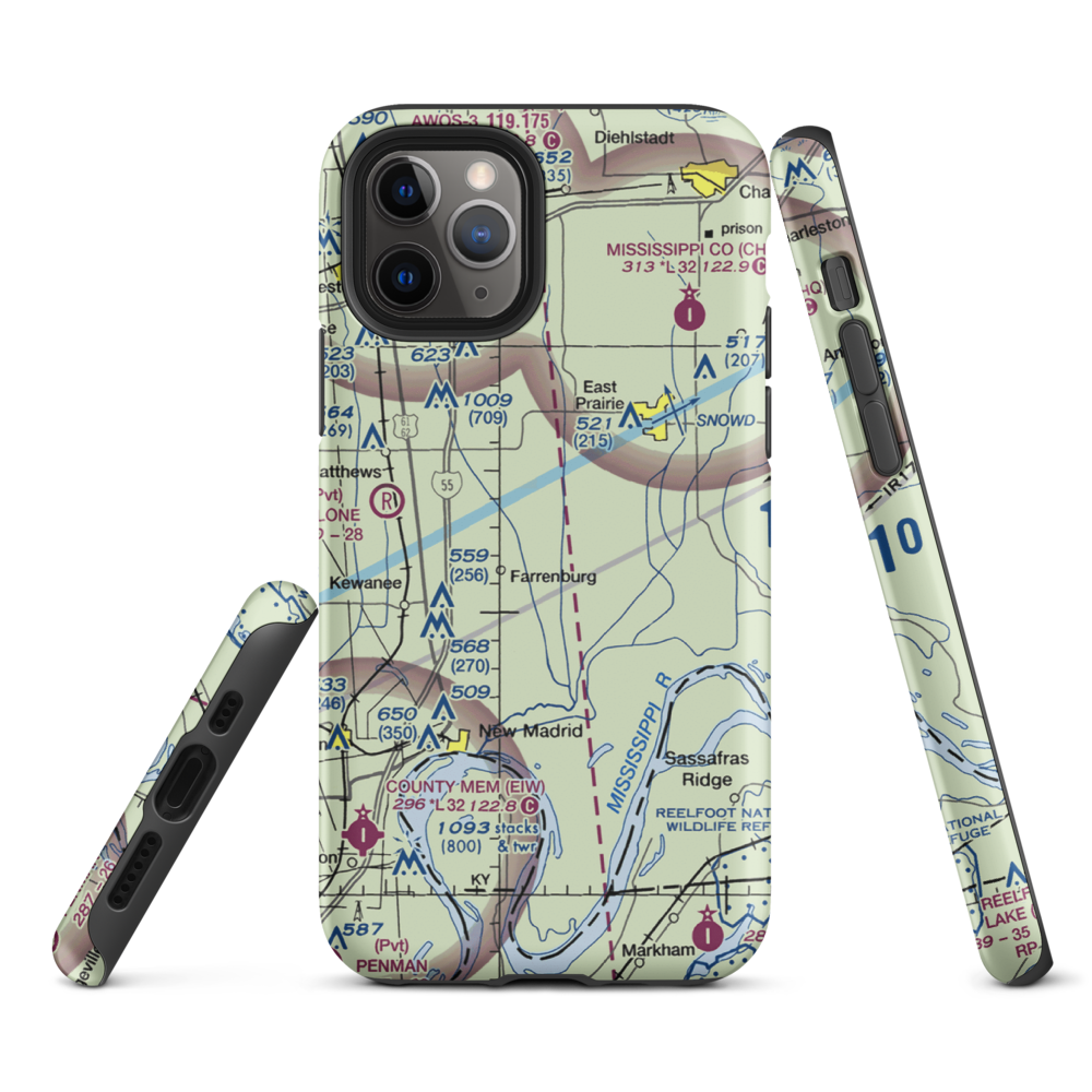 Henderson Mounds E B G Airport (MO57) VFR Sectional  Tough iPhone Case iPhone 11 Pro model shown