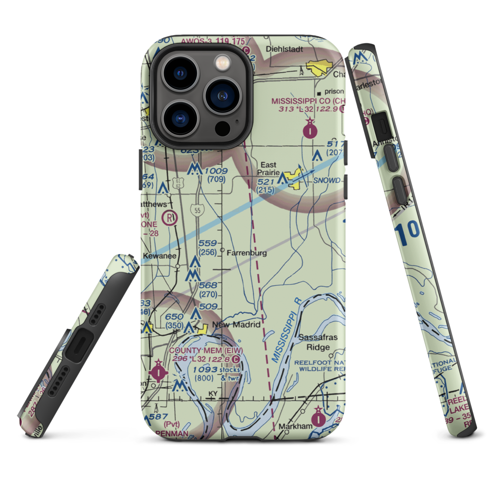 Henderson Mounds E B G Airport (MO57) VFR Sectional  Tough iPhone Case iPhone 13 Pro Max model shown