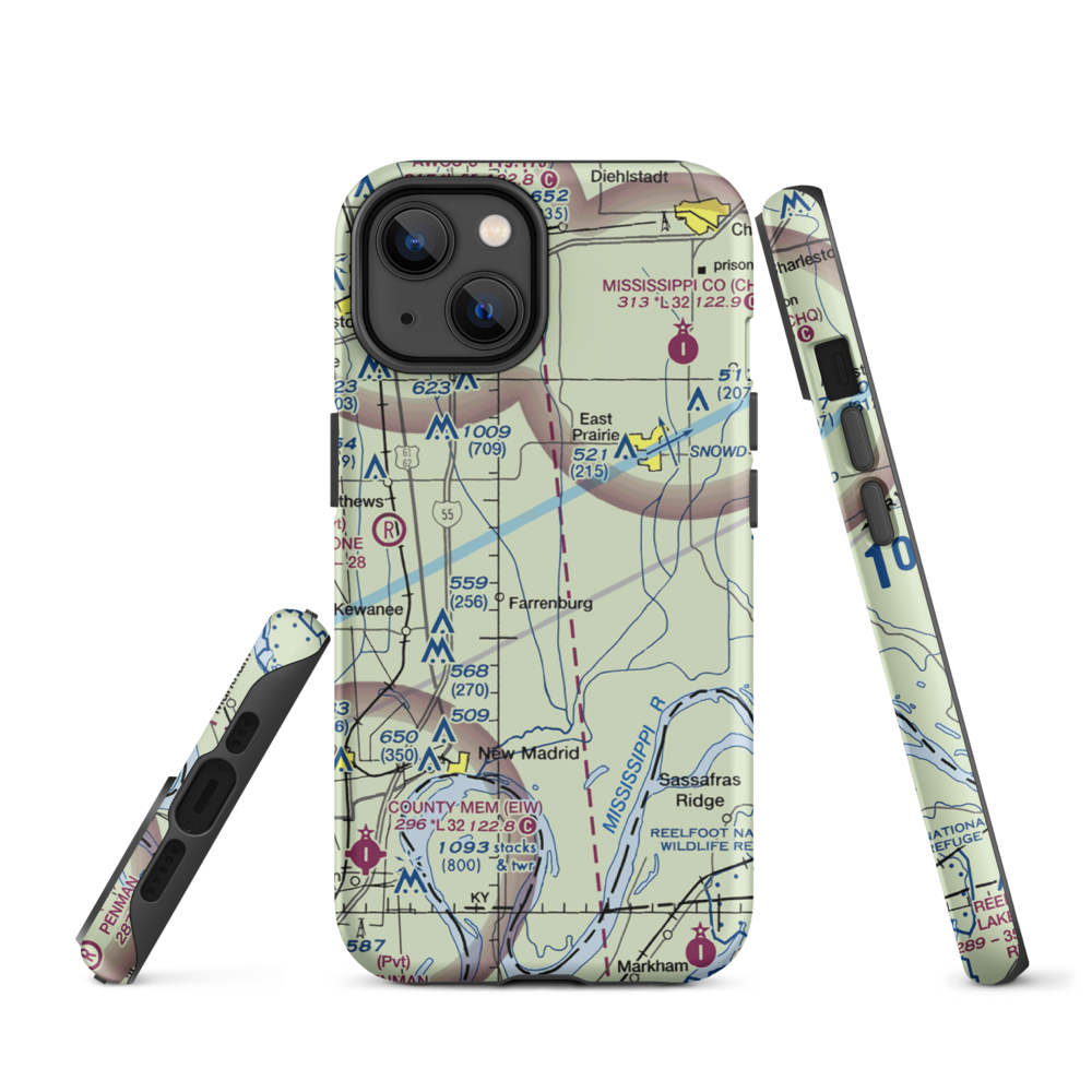 Henderson Mounds E B G Airport (MO57) VFR Sectional  Tough iPhone Case iPhone 14 model shown