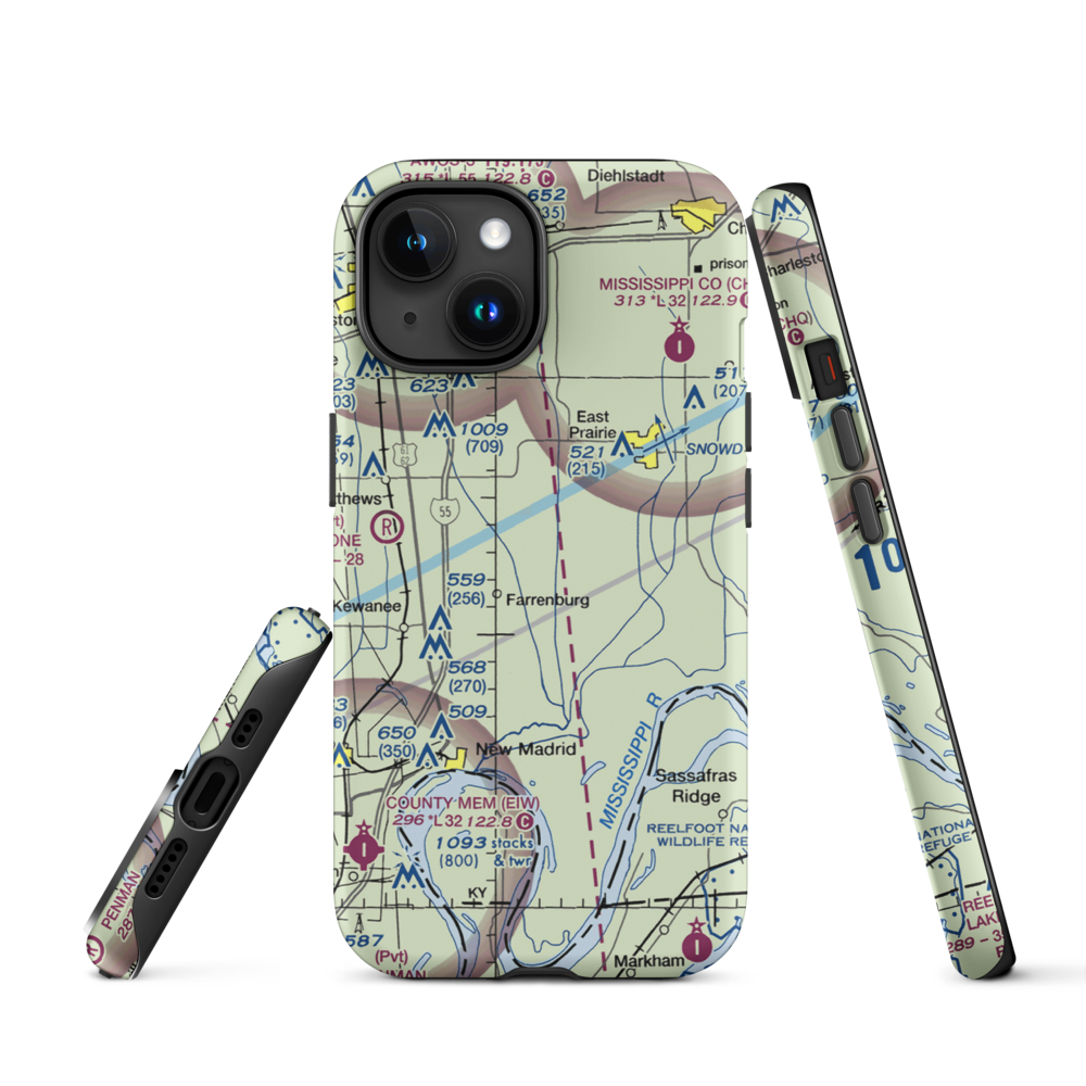 Henderson Mounds E B G Airport (MO57) VFR Sectional  Tough iPhone Case iPhone 15 model shown