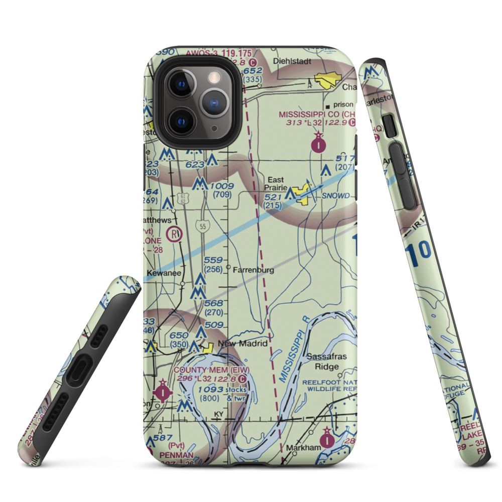 Henderson Mounds E B G Airport (MO57) VFR Sectional  Tough iPhone Case iPhone 11 Pro Max model shown