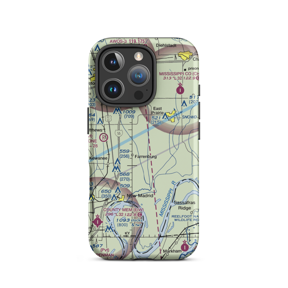 Henderson Mounds E B G Airport (MO57) VFR Sectional  Tough iPhone Case iPhone 16 Pro model shown