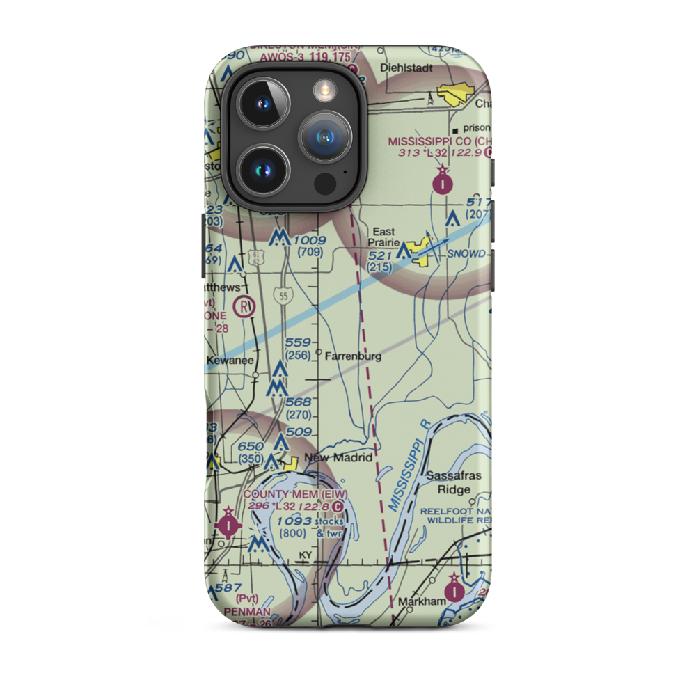 Henderson Mounds E B G Airport (MO57) VFR Sectional  Tough iPhone Case iPhone 16 Pro Max model shown