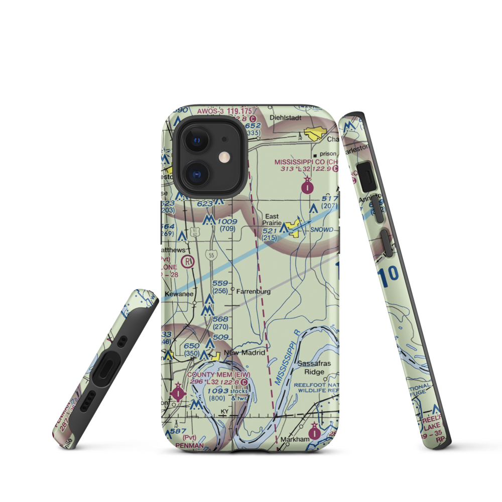 Henderson Mounds E B G Airport (MO57) VFR Sectional  Tough iPhone Case iPhone 12 mini model shown