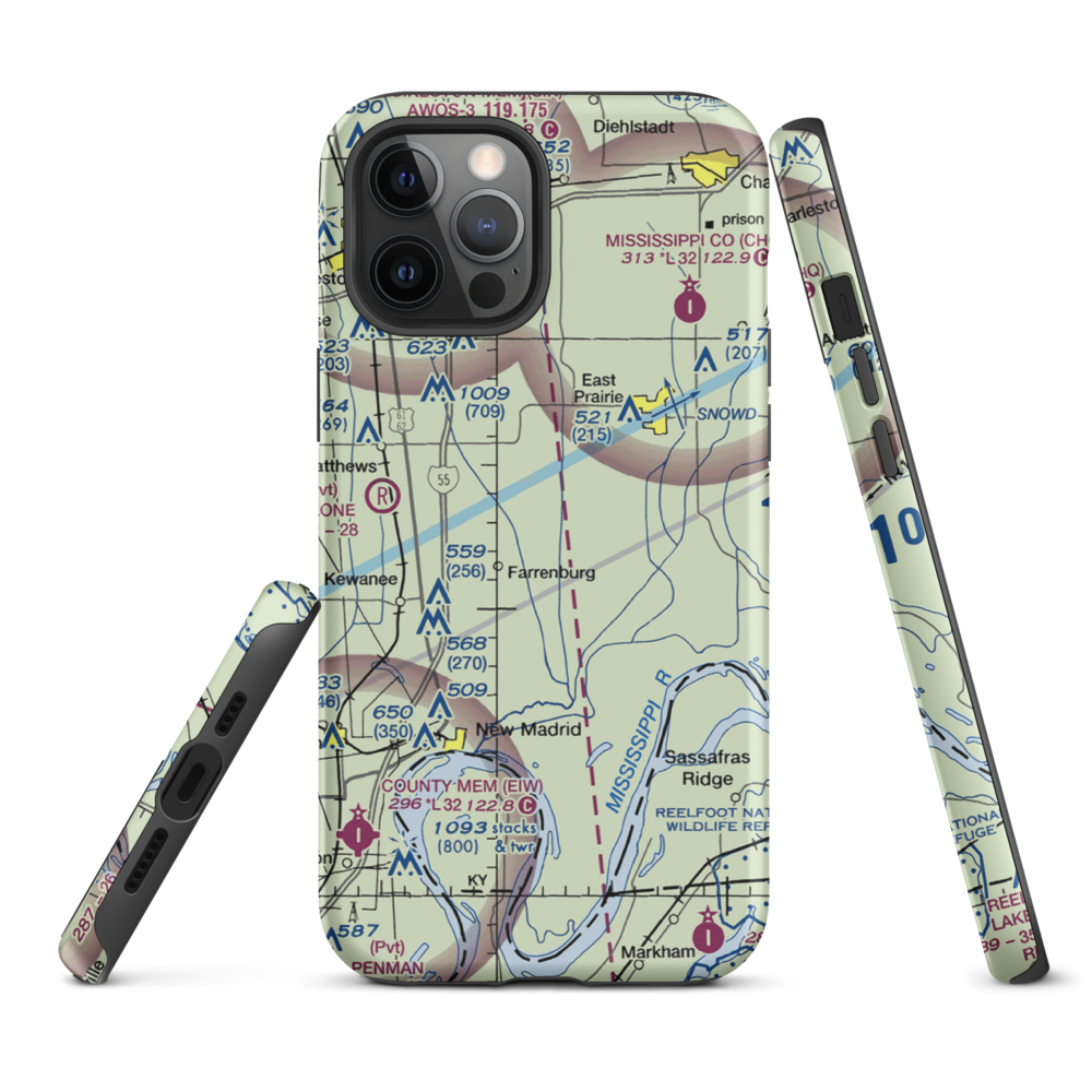 Henderson Mounds E B G Airport (MO57) VFR Sectional  Tough iPhone Case iPhone 12 Pro Max model shown