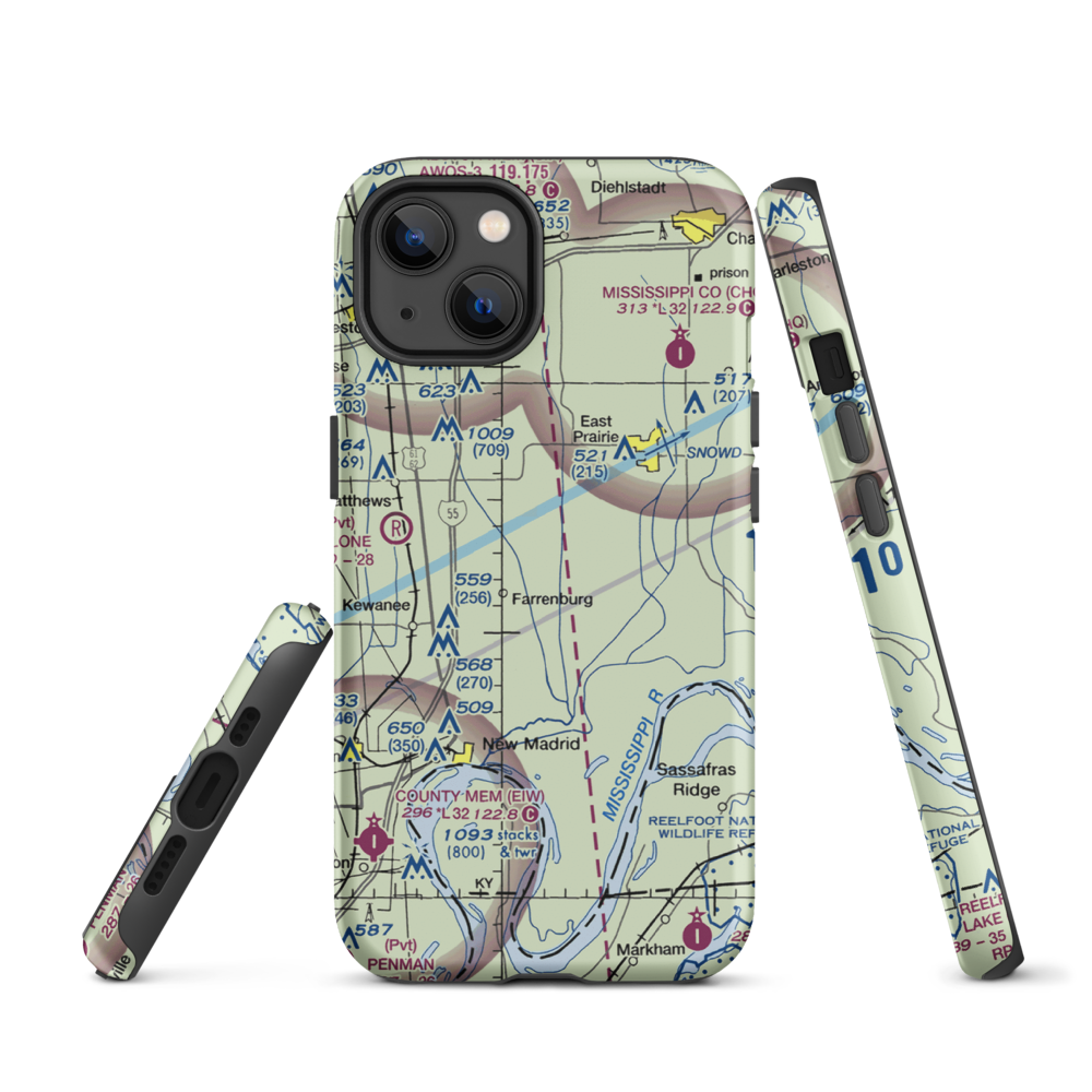 Henderson Mounds E B G Airport (MO57) VFR Sectional  Tough iPhone Case iPhone 13 model shown