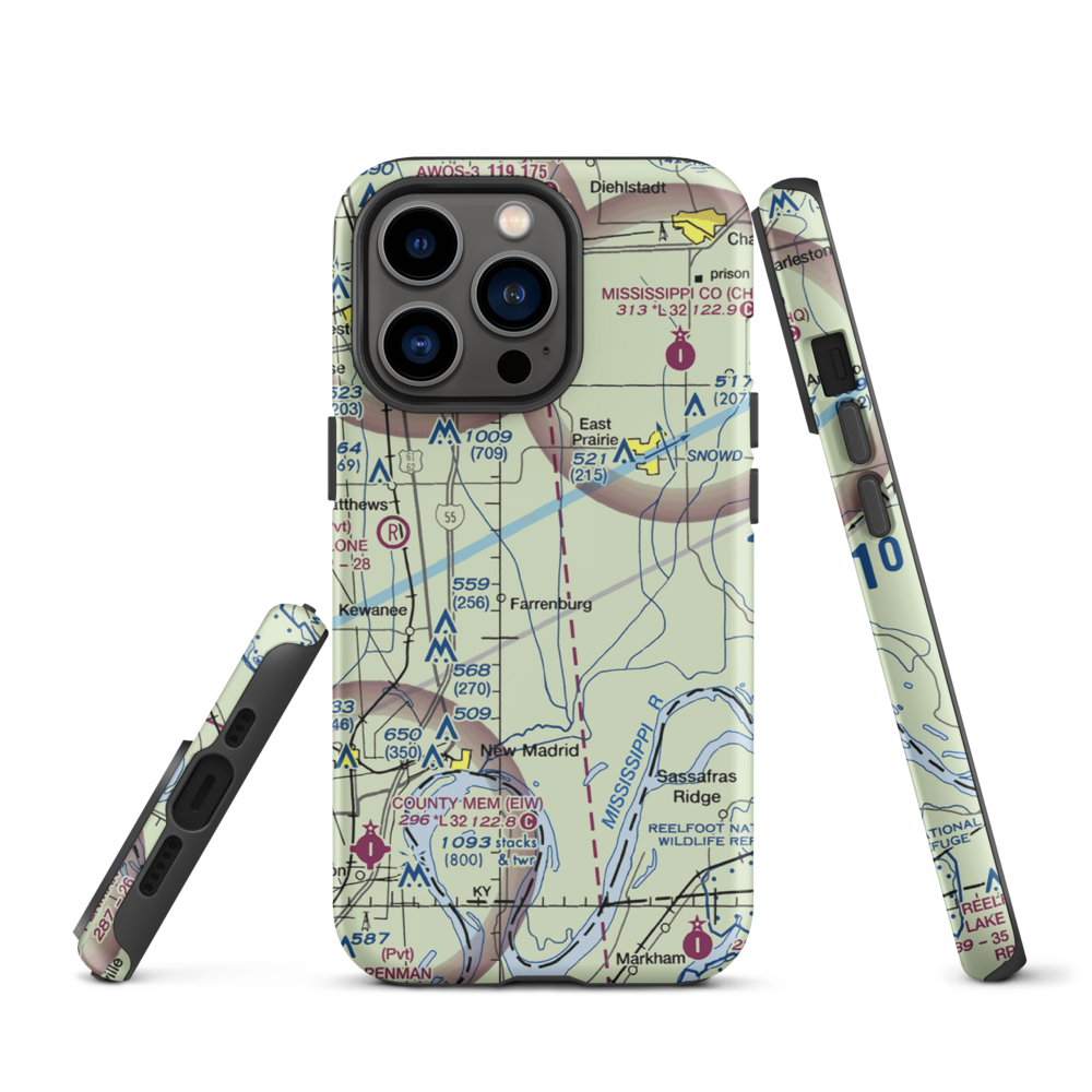 Henderson Mounds E B G Airport (MO57) VFR Sectional  Tough iPhone Case iPhone 13 Pro model shown