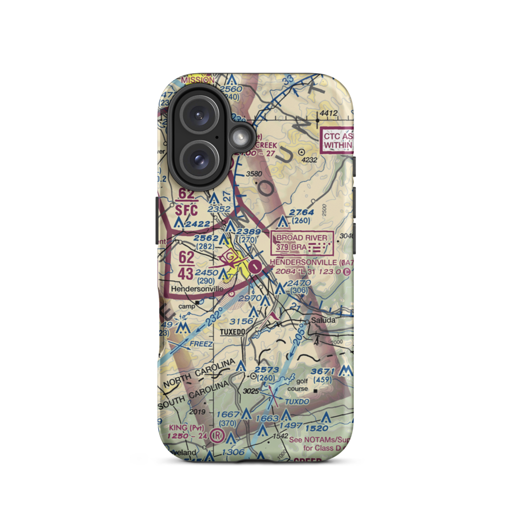 Hendersonville Airport (0A7) VFR Sectional  Tough iPhone Case iPhone 16 model shown
