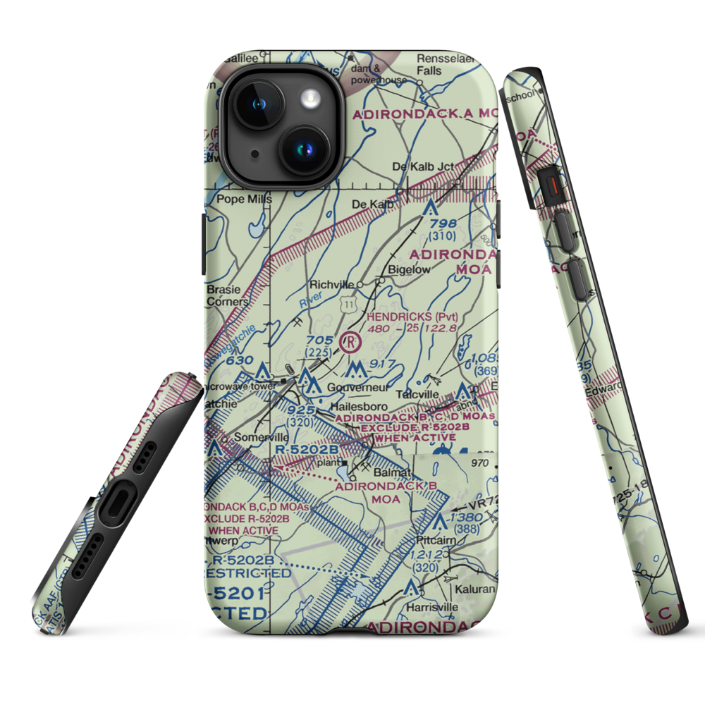 Hendricks Field (NK16) VFR Sectional  Tough iPhone Case iPhone 15 Plus model shown