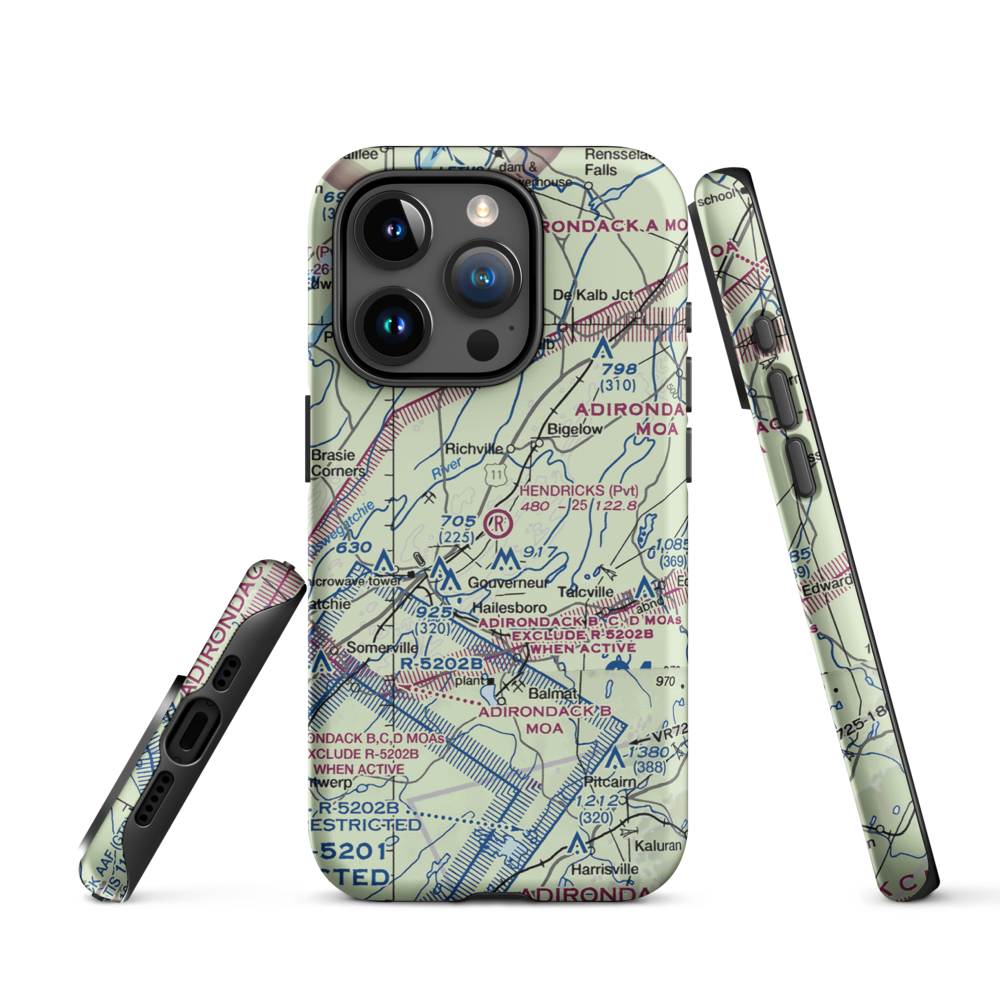 Hendricks Field (NK16) VFR Sectional  Tough iPhone Case iPhone 15 Pro model shown