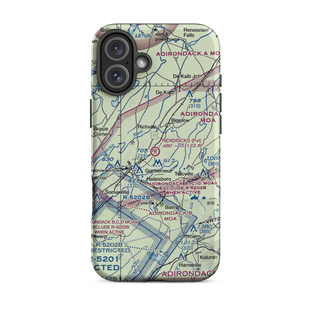 Hendricks Field (NK16) VFR Sectional  Tough iPhone Case iPhone 16 Plus model shown