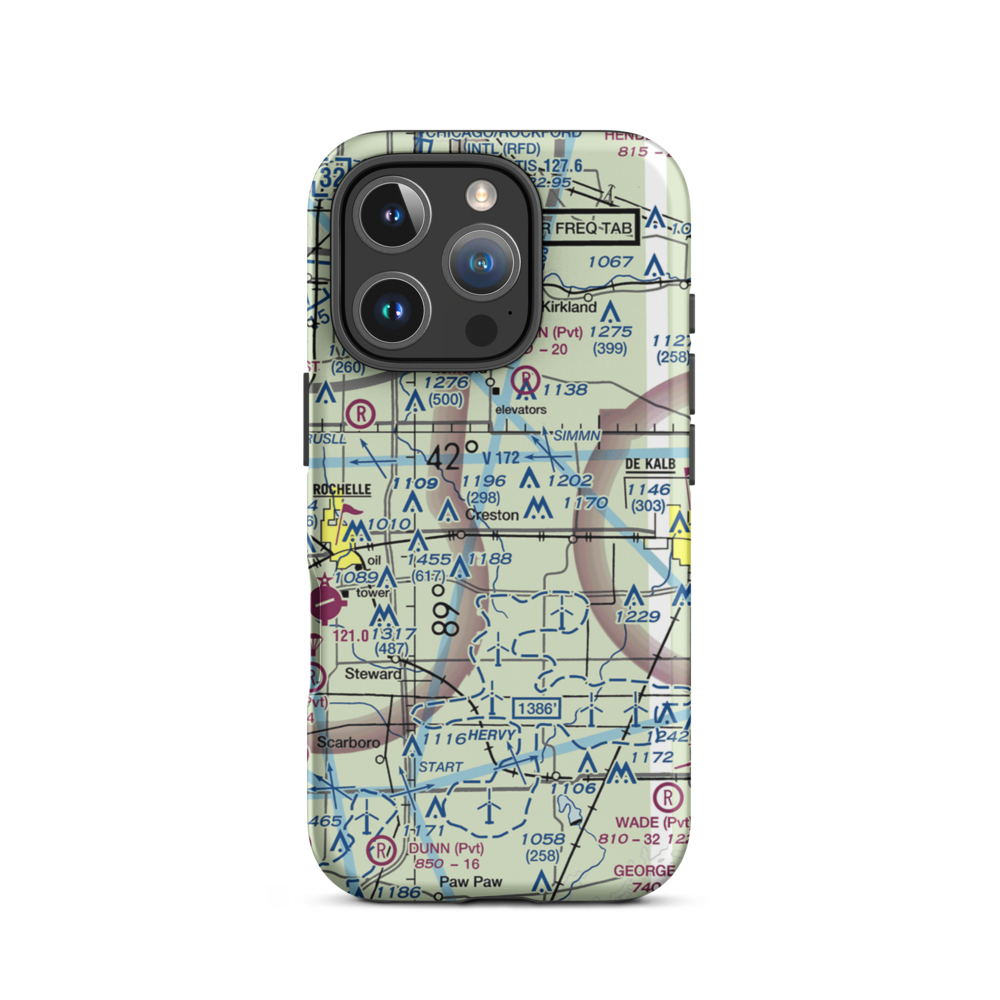 Hendrickson Flying Service Airport (IL93) VFR Sectional  Tough iPhone Case iPhone 16 Pro model shown