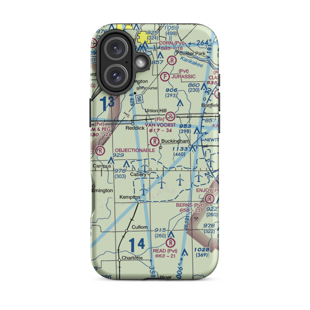 Hendrix Airport (IS86) VFR Sectional  Tough iPhone Case iPhone 16 Plus model shown