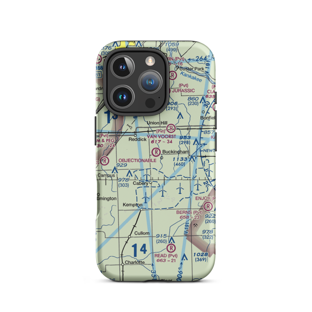 Hendrix Airport (IS86) VFR Sectional  Tough iPhone Case iPhone 16 Pro model shown