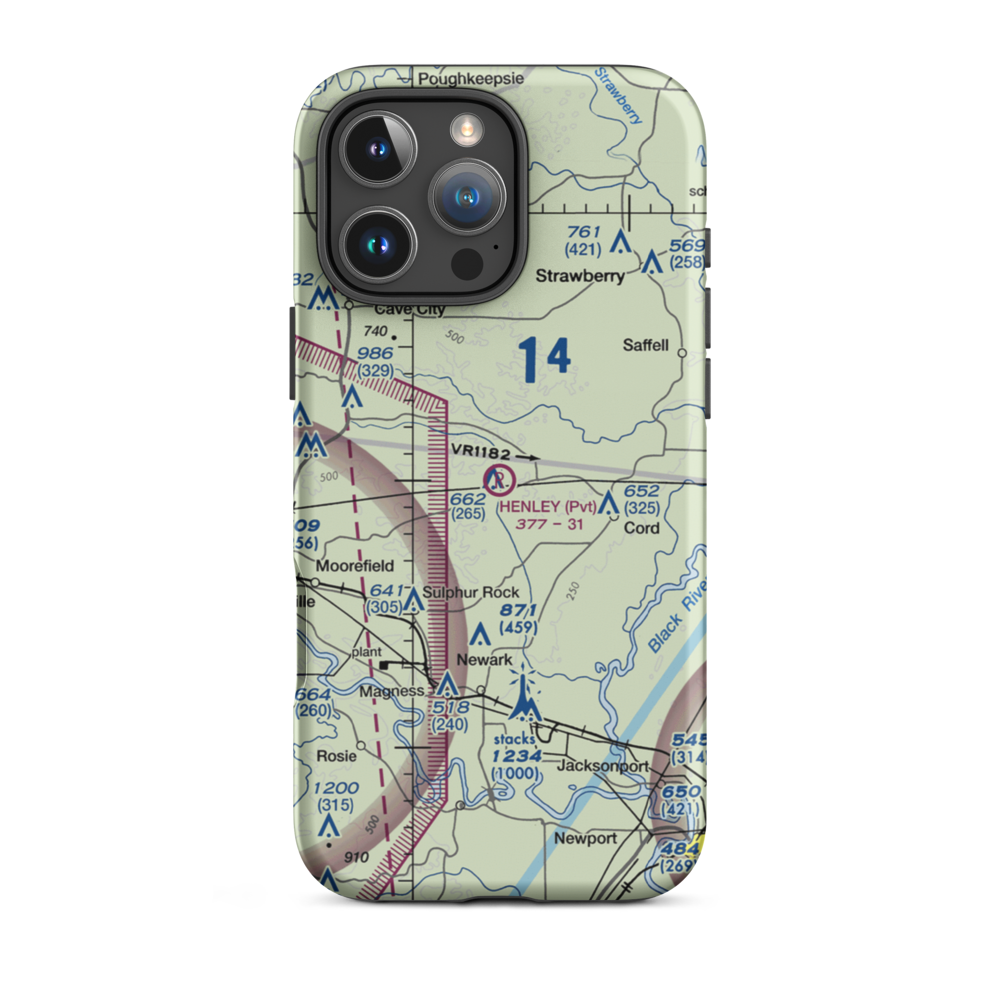 Henley Aerodrome (28AR) VFR Sectional  Tough iPhone Case iPhone 16 Pro Max model shown