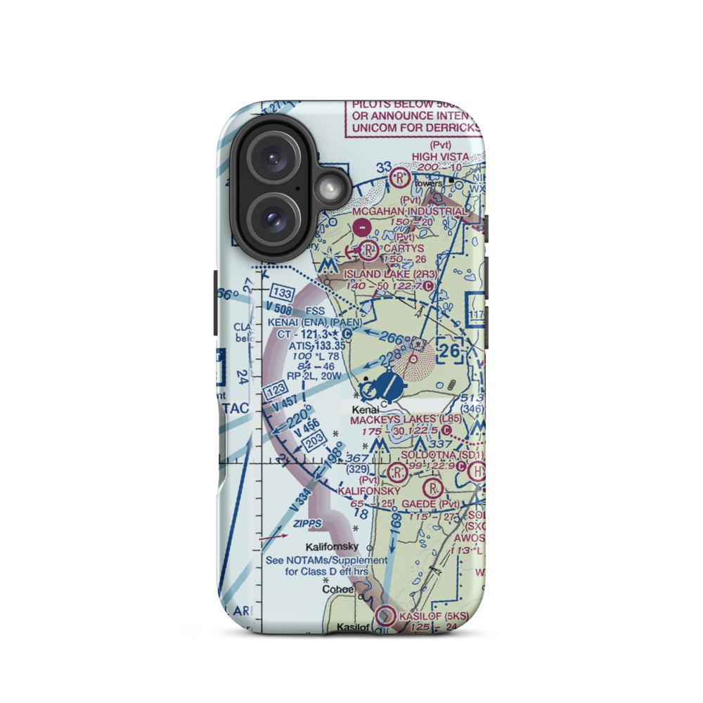 Henley Airport (75AK) VFR Sectional  Tough iPhone Case iPhone 16 model shown