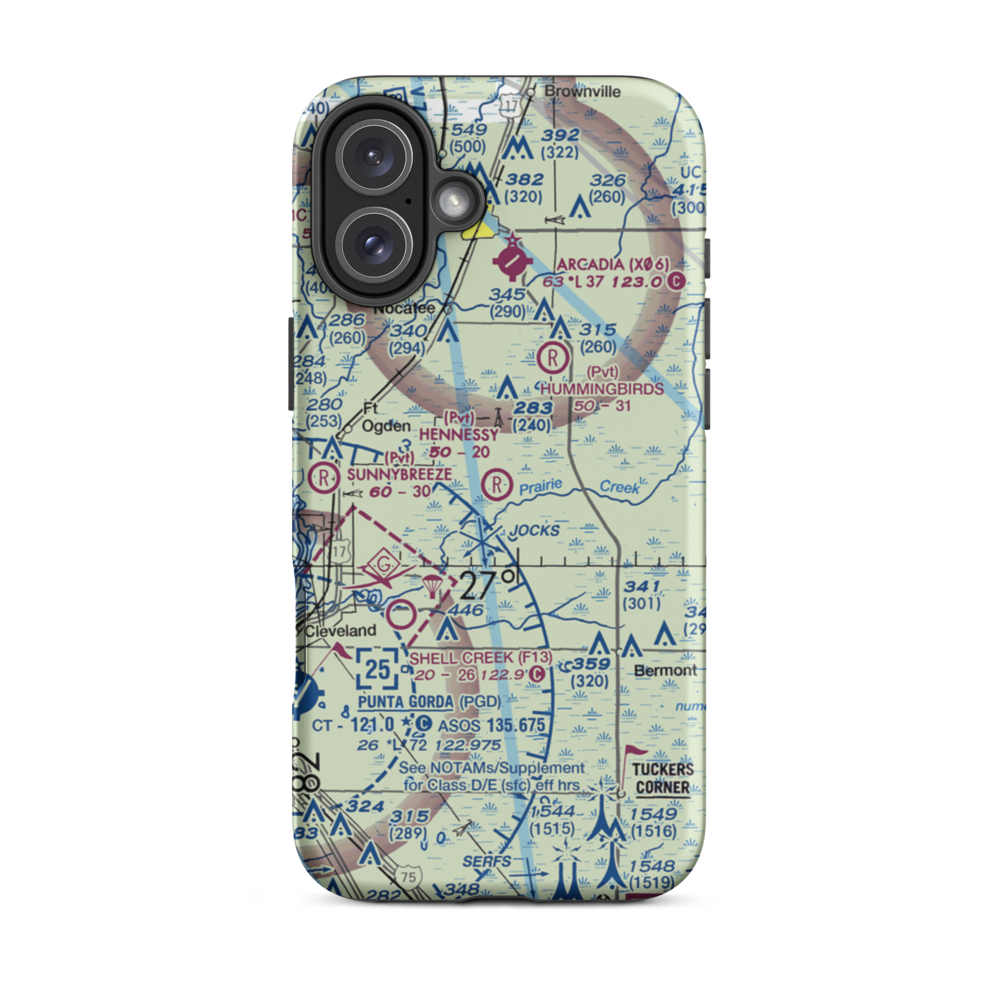 Hennessy Airport (26FD) VFR Sectional  Tough iPhone Case iPhone 16 Plus model shown