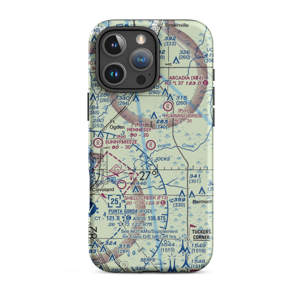 Hennessy Airport (26FD) VFR Sectional  Tough iPhone Case iPhone 16 Pro Max model shown