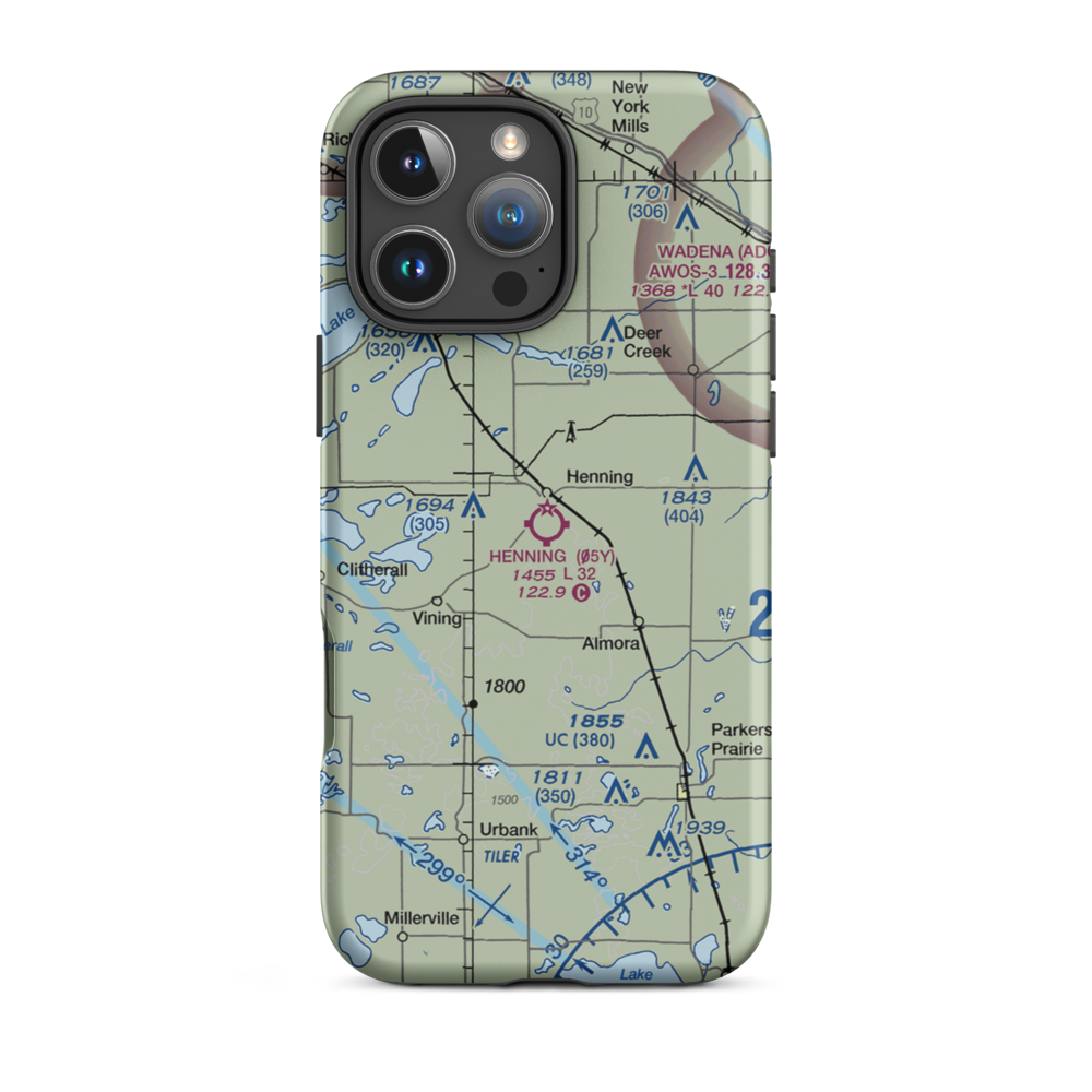 Henning Municipal Airport (05Y) VFR Sectional  Tough iPhone Case iPhone 16 Pro Max model shown