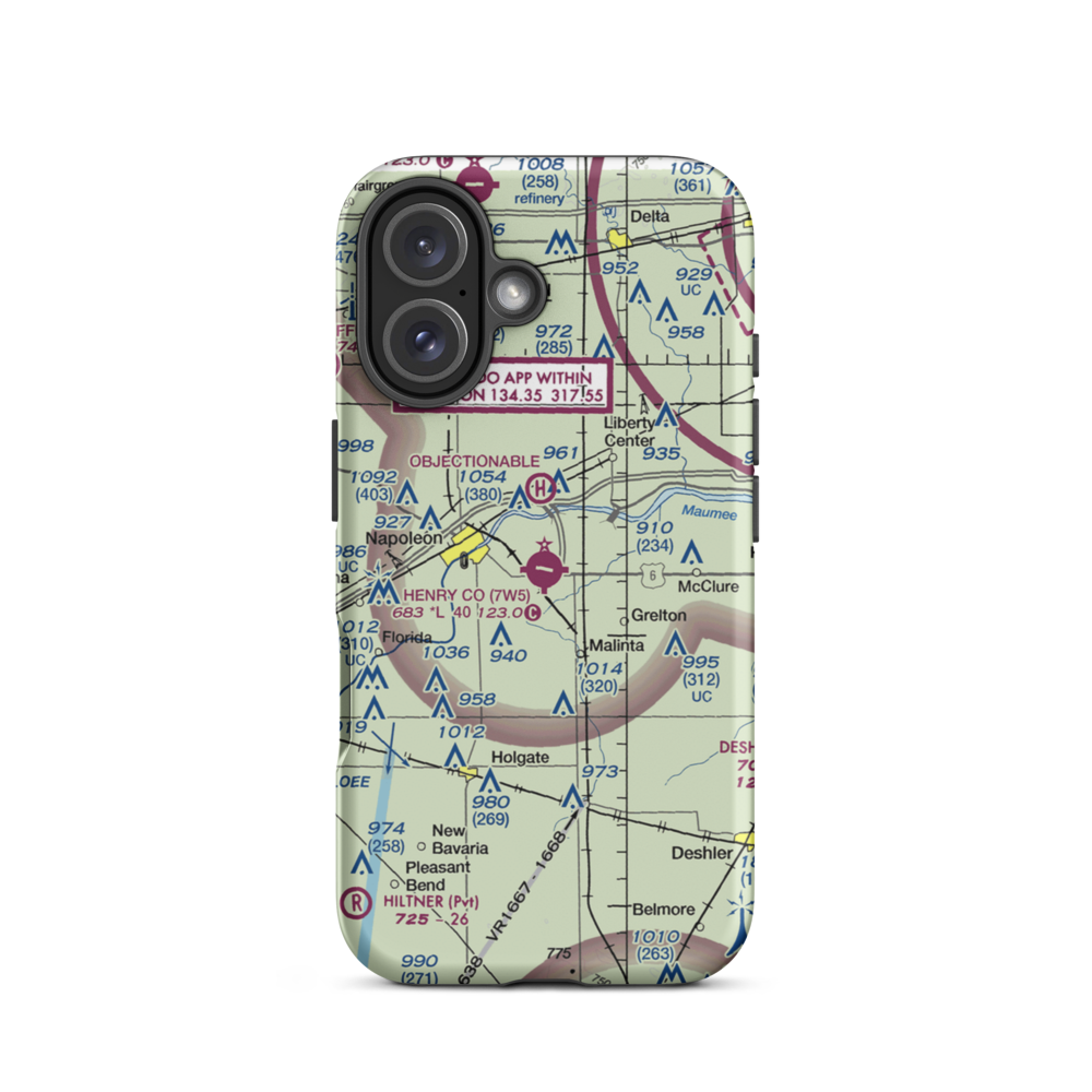 Henry County Airport (7W5) VFR Sectional  Tough iPhone Case iPhone 16 model shown