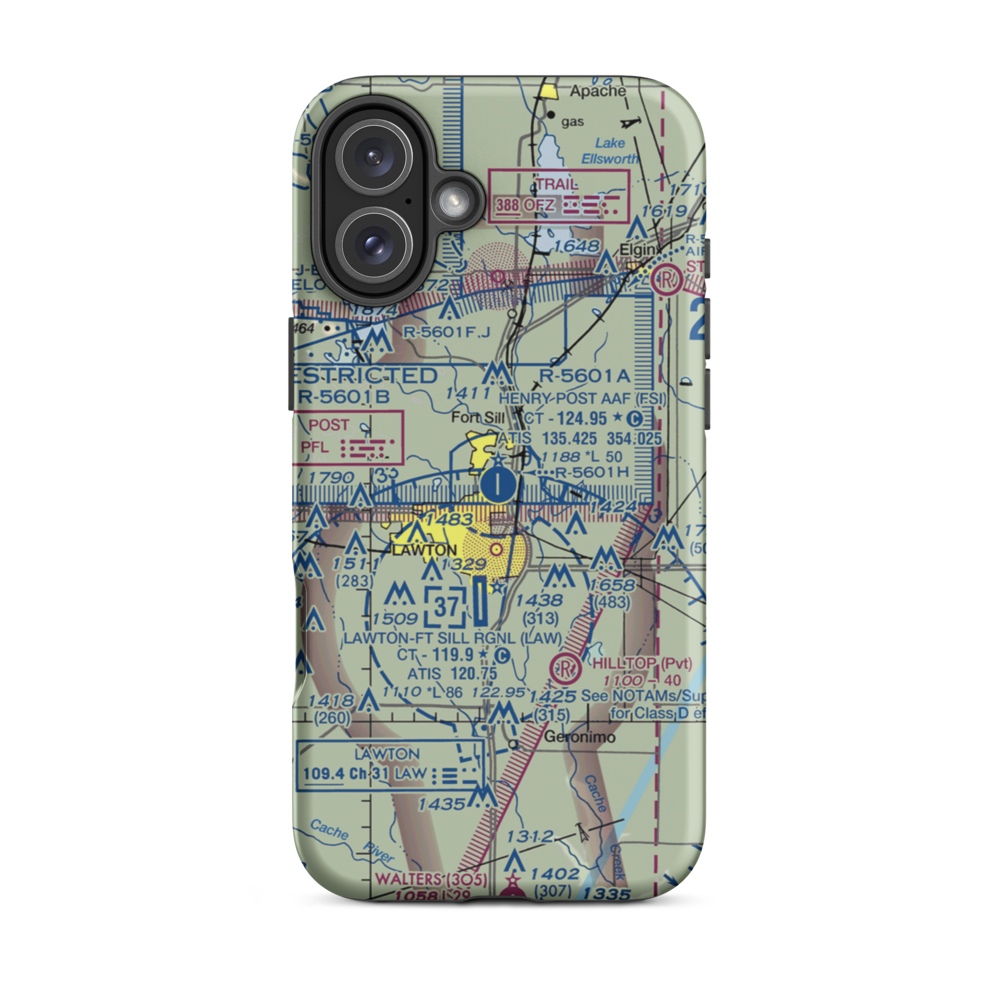 Henry Post Army Air Field (Fort Sill) (FSI) VFR Sectional  Tough iPhone Case iPhone 16 Plus model shown