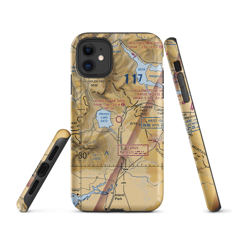 Henry's Lake Airport (U53) VFR Sectional  Tough iPhone Case iPhone 11 model shown