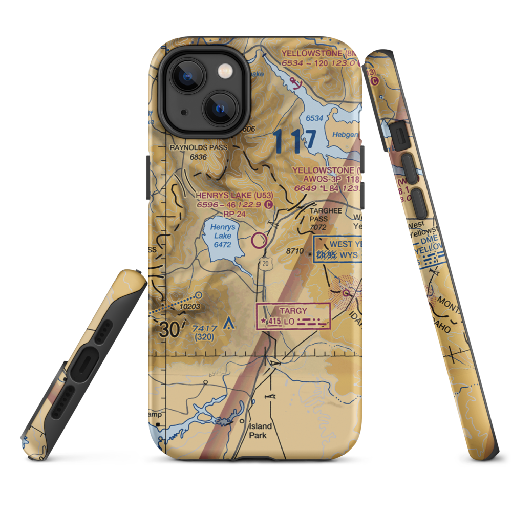 Henry's Lake Airport (U53) VFR Sectional  Tough iPhone Case iPhone 14 Plus model shown