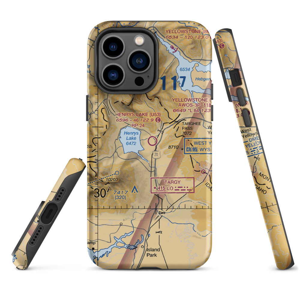 Henry's Lake Airport (U53) VFR Sectional  Tough iPhone Case iPhone 14 Pro Max model shown