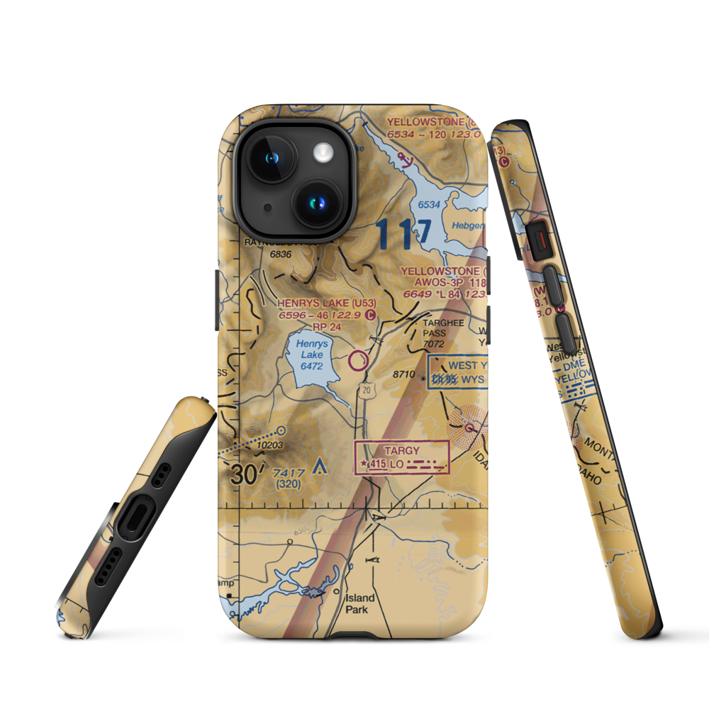 Henry's Lake Airport (U53) VFR Sectional  Tough iPhone Case iPhone 15 model shown