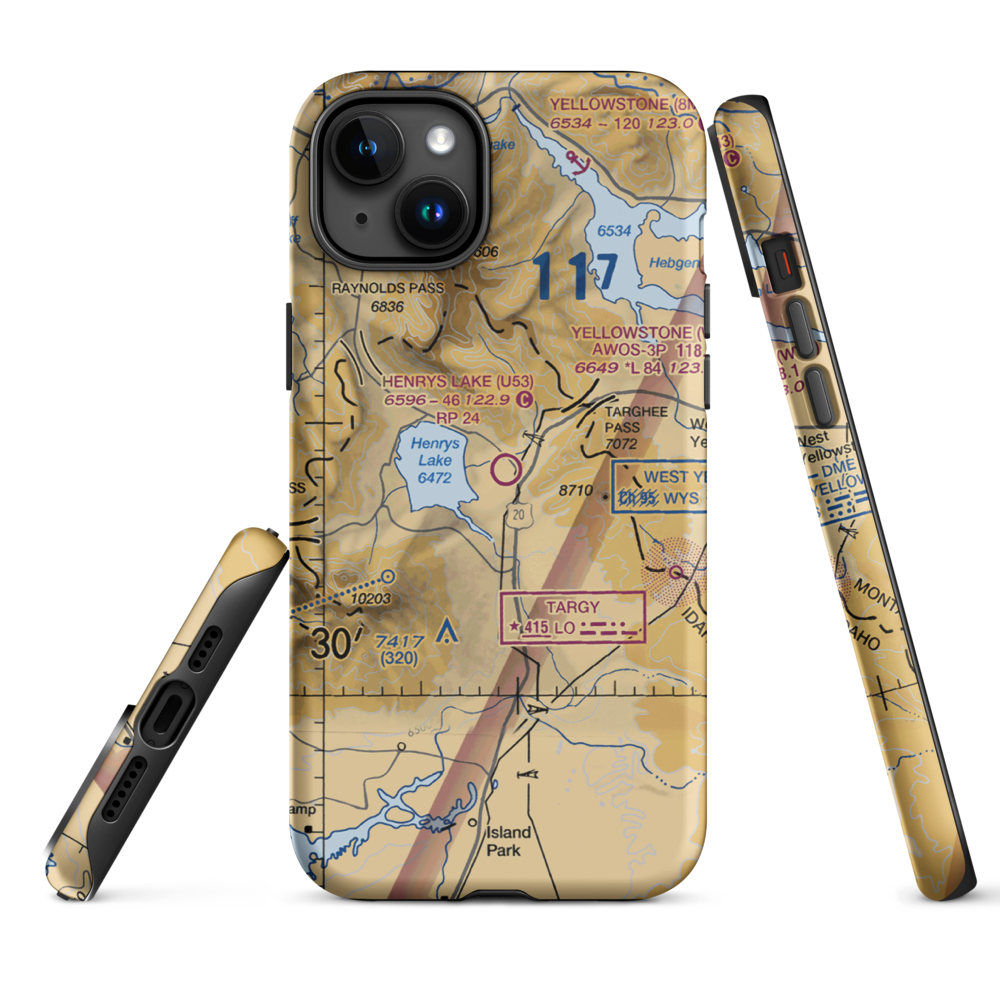 Henry's Lake Airport (U53) VFR Sectional  Tough iPhone Case iPhone 15 Plus model shown