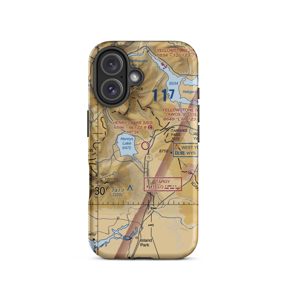 Henry's Lake Airport (U53) VFR Sectional  Tough iPhone Case iPhone 16 model shown