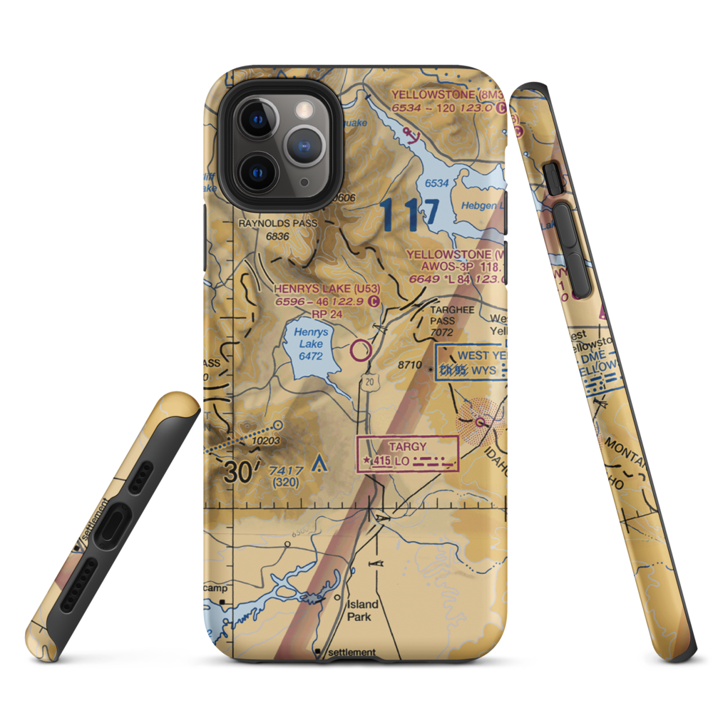 Henry's Lake Airport (U53) VFR Sectional  Tough iPhone Case iPhone 11 Pro Max model shown