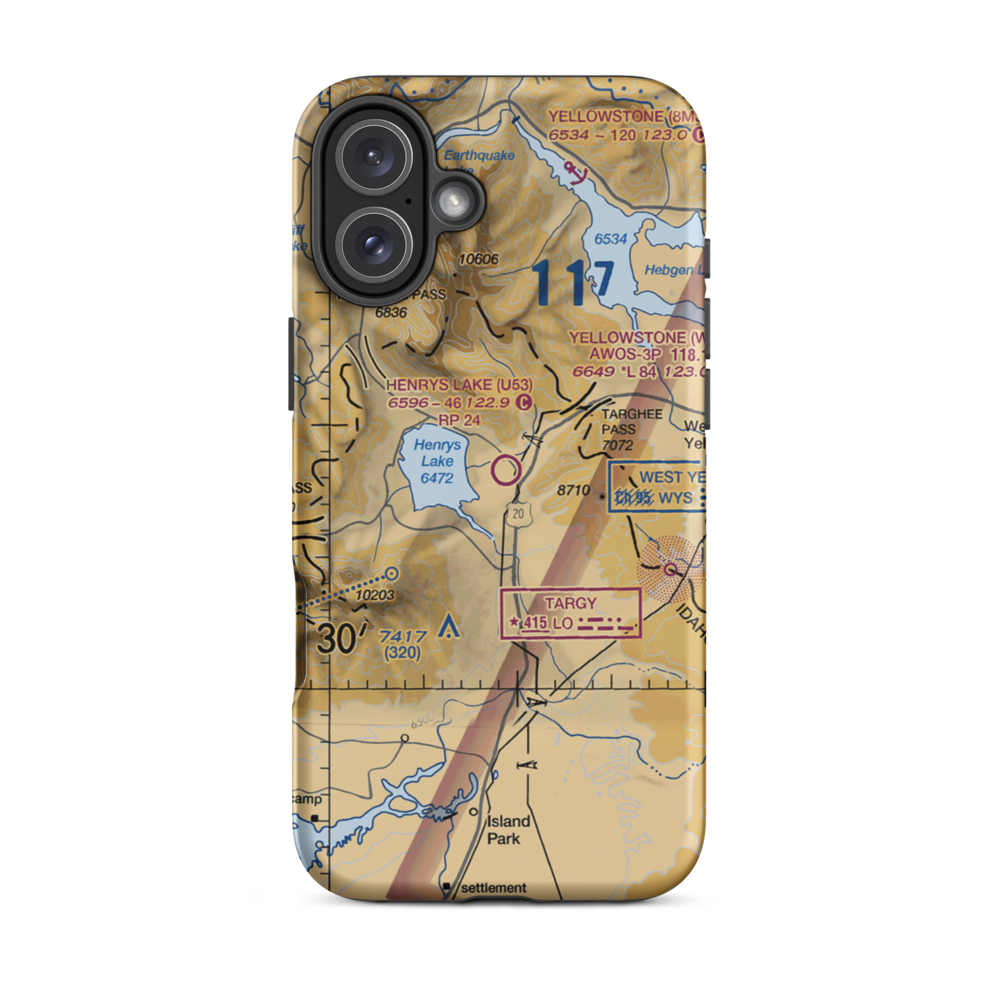 Henry's Lake Airport (U53) VFR Sectional  Tough iPhone Case iPhone 16 Plus model shown
