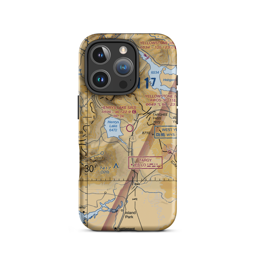 Henry's Lake Airport (U53) VFR Sectional  Tough iPhone Case iPhone 16 Pro model shown