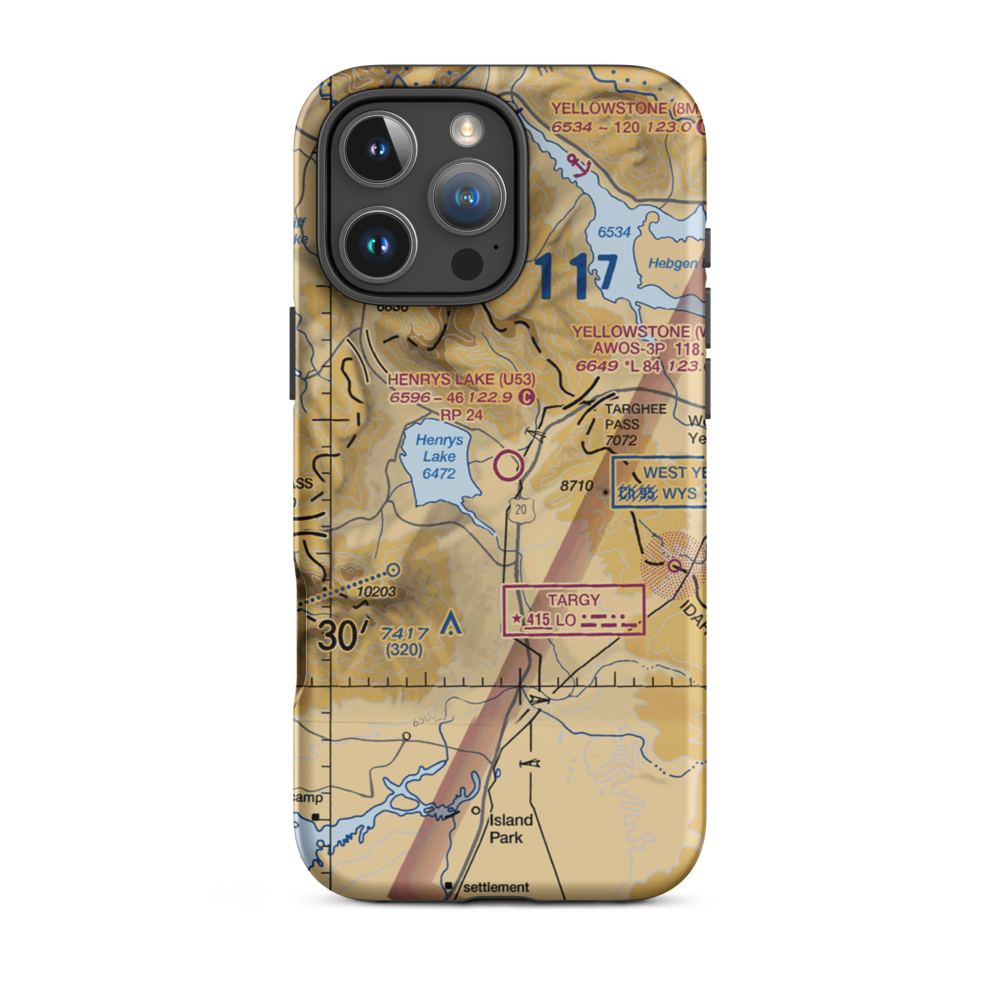 Henry's Lake Airport (U53) VFR Sectional  Tough iPhone Case iPhone 16 Pro Max model shown