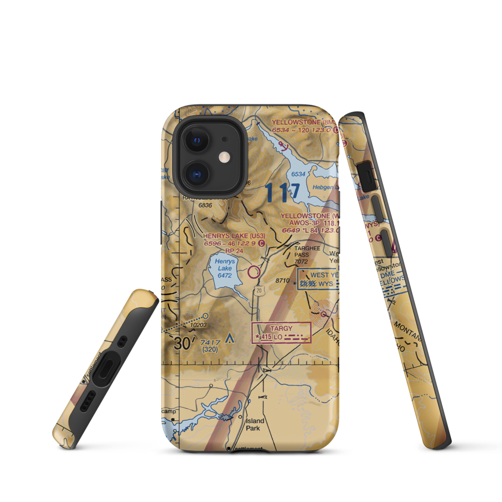 Henry's Lake Airport (U53) VFR Sectional  Tough iPhone Case iPhone 12 mini model shown