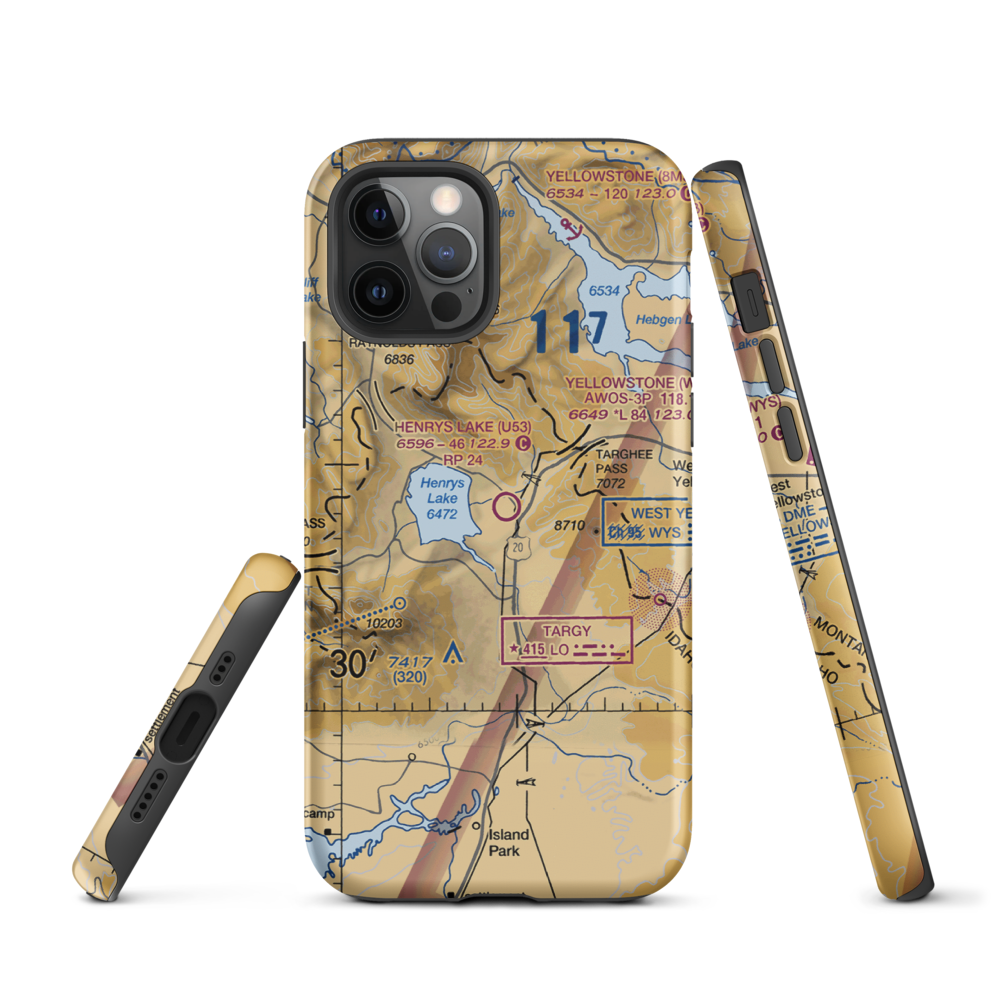 Henry's Lake Airport (U53) VFR Sectional  Tough iPhone Case iPhone 12 Pro model shown