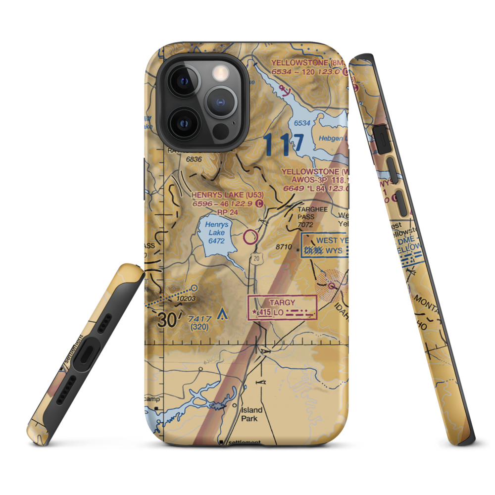 Henry's Lake Airport (U53) VFR Sectional  Tough iPhone Case iPhone 12 Pro Max model shown