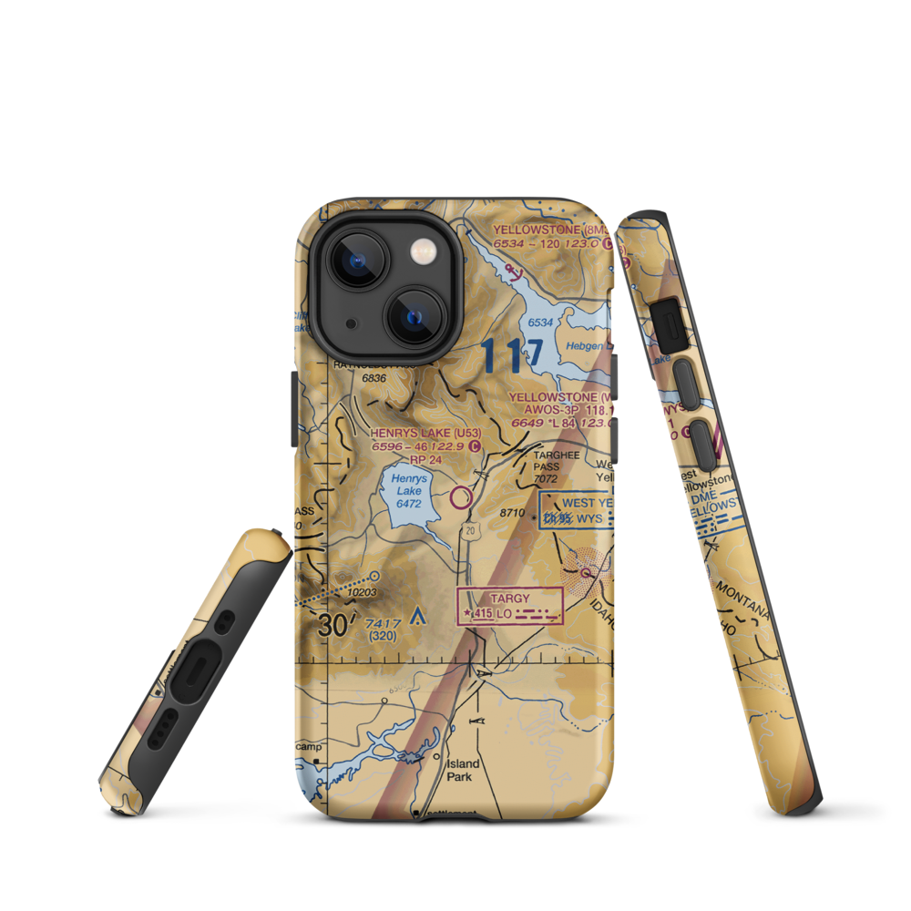 Henry's Lake Airport (U53) VFR Sectional  Tough iPhone Case iPhone 13 mini model shown